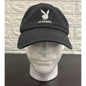 PLAYBOY MENS FADED BLACK CAP HAT ADJUSTABLE‎ DAD STYLE